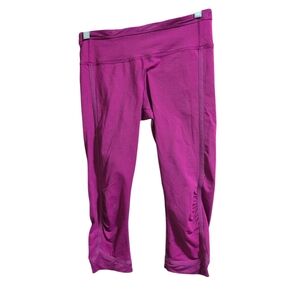 Lululemon Womens Size 6 Purple/Magenta Pink Camo Crop Leggings Back Zip Pocket